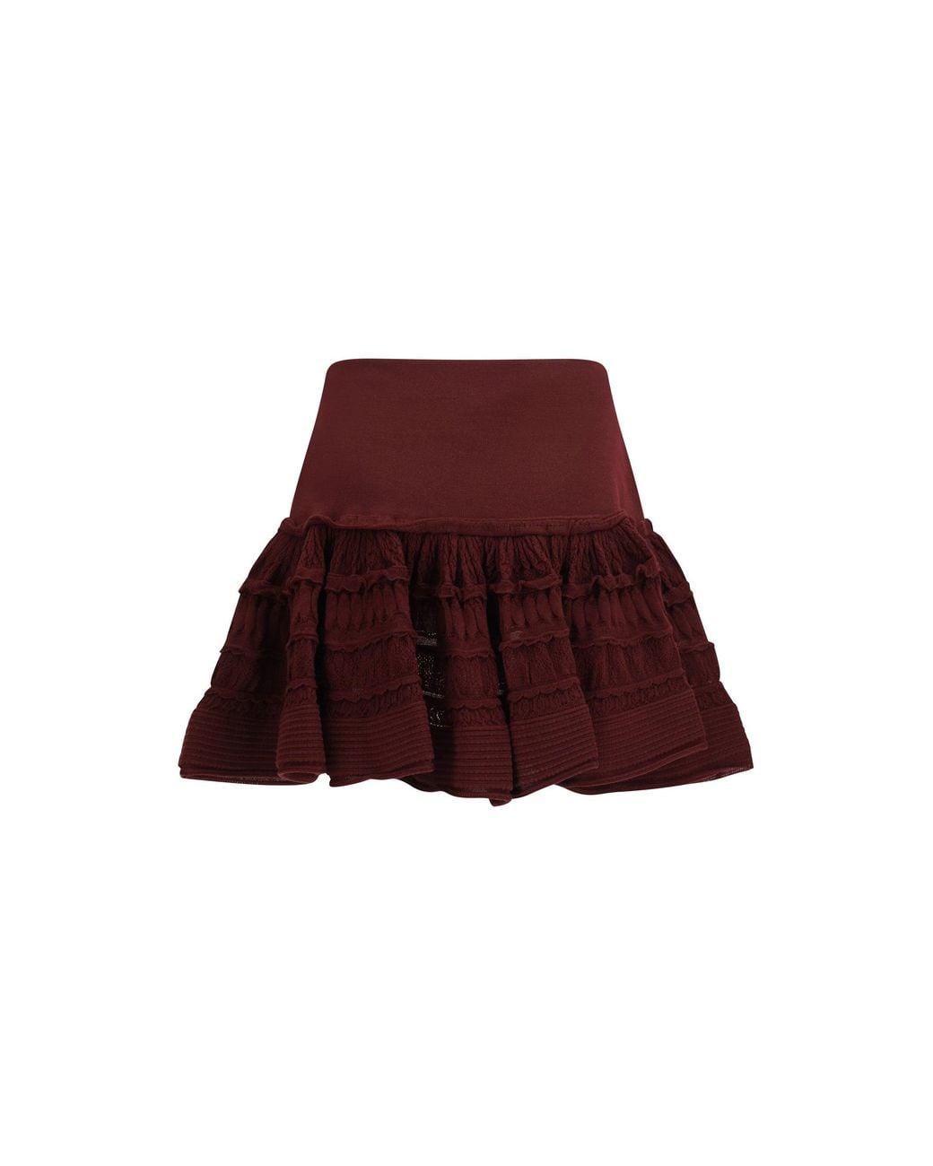 Alaïa Red Alaïa Wool Crinoline Ruffle Mini Skirt