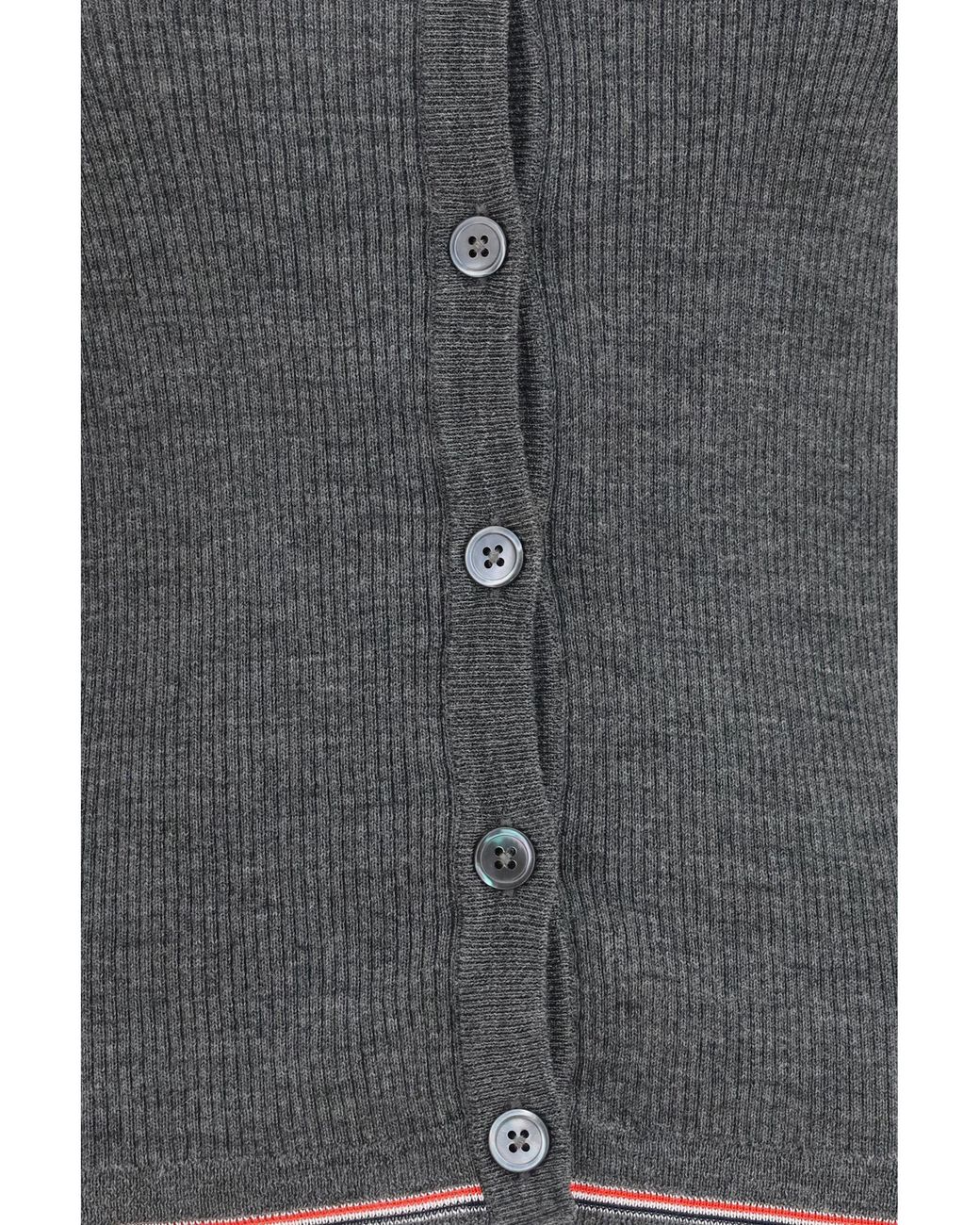 Thom Browne Gray Ribbed Merino Wool Cardigan