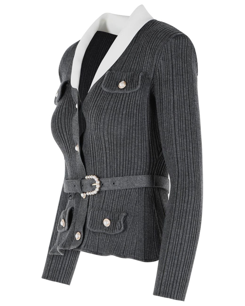 Self-Portrait Black Self Portrait Ribbed Cardigan