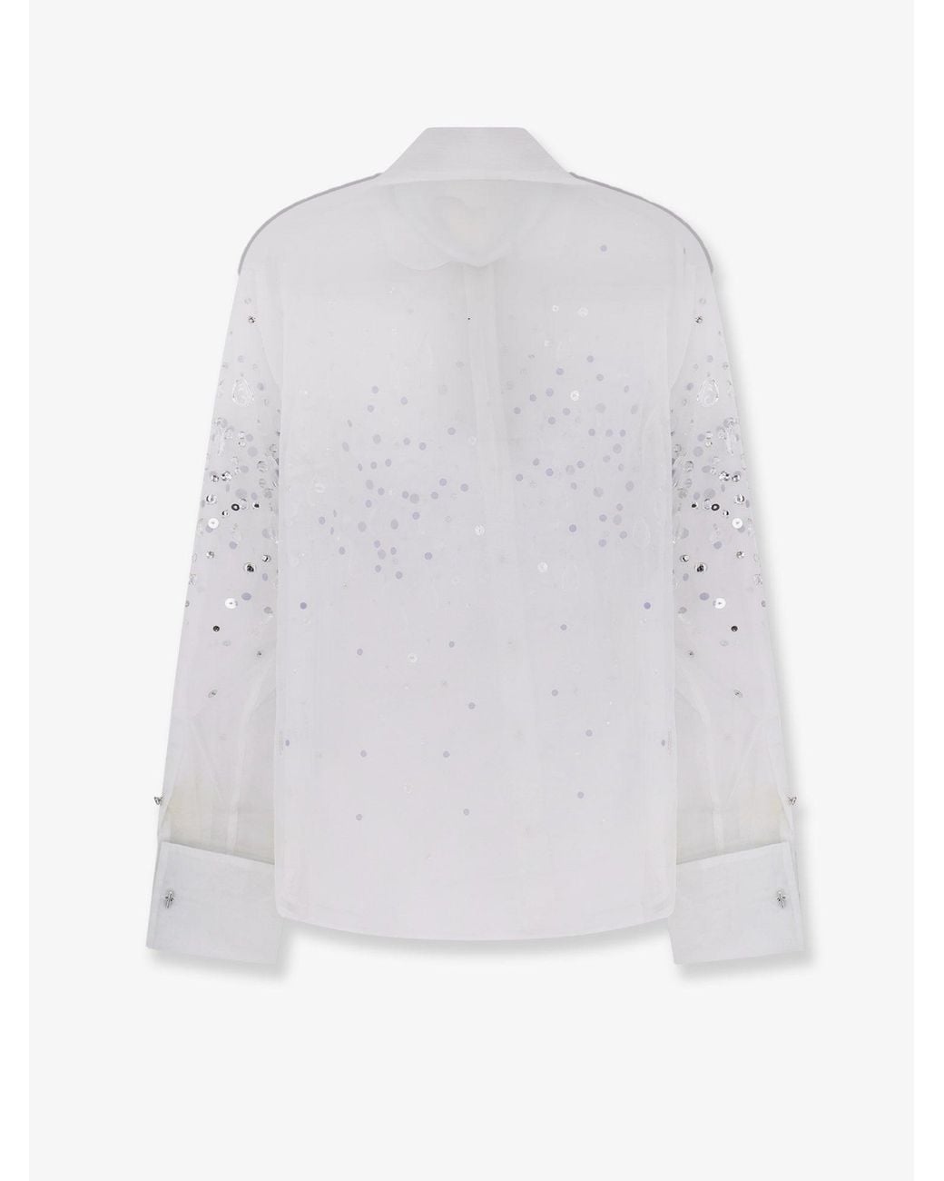 retroféte White Shirt With All-Over Rhinestone Details