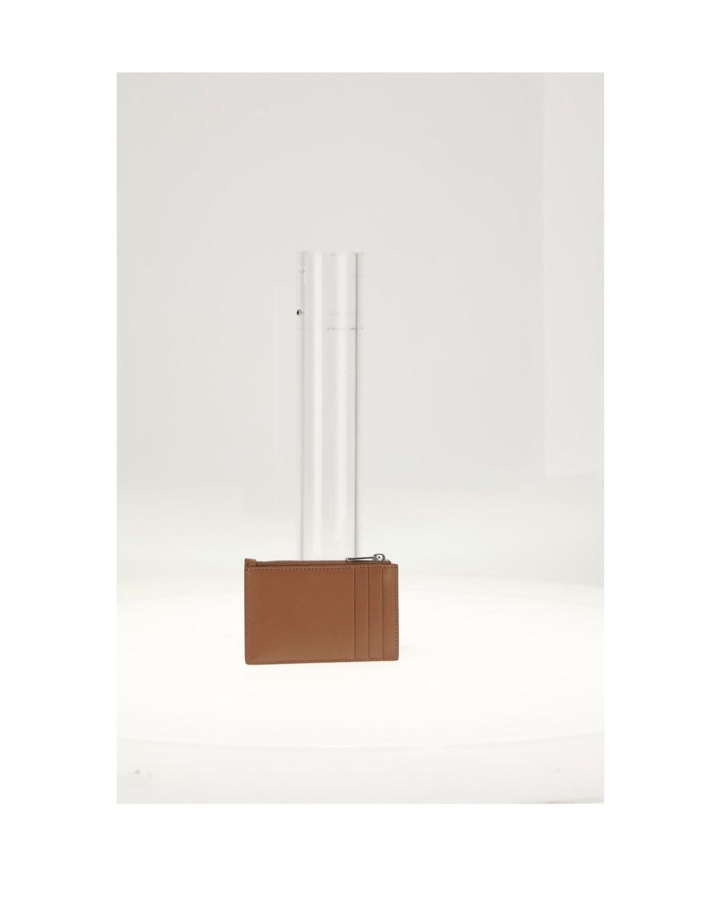 Céline White Zipped Card Holder Tan for men