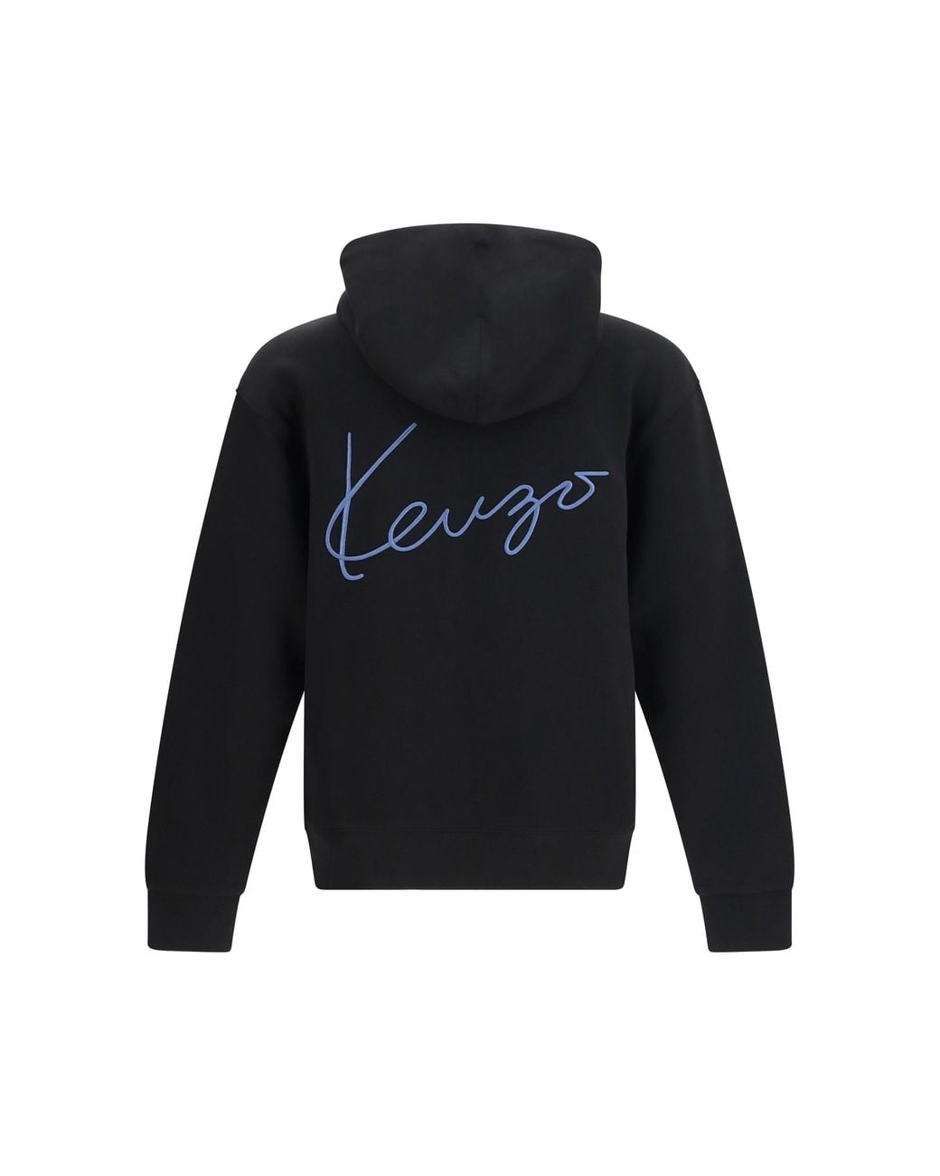 KENZO Black Kenzio Signature Embroidered Cotton Zip Hoodie for men