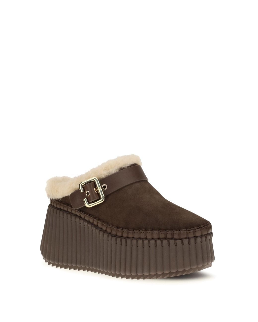 Chloé Brown Chloé Nama Wedge Mules