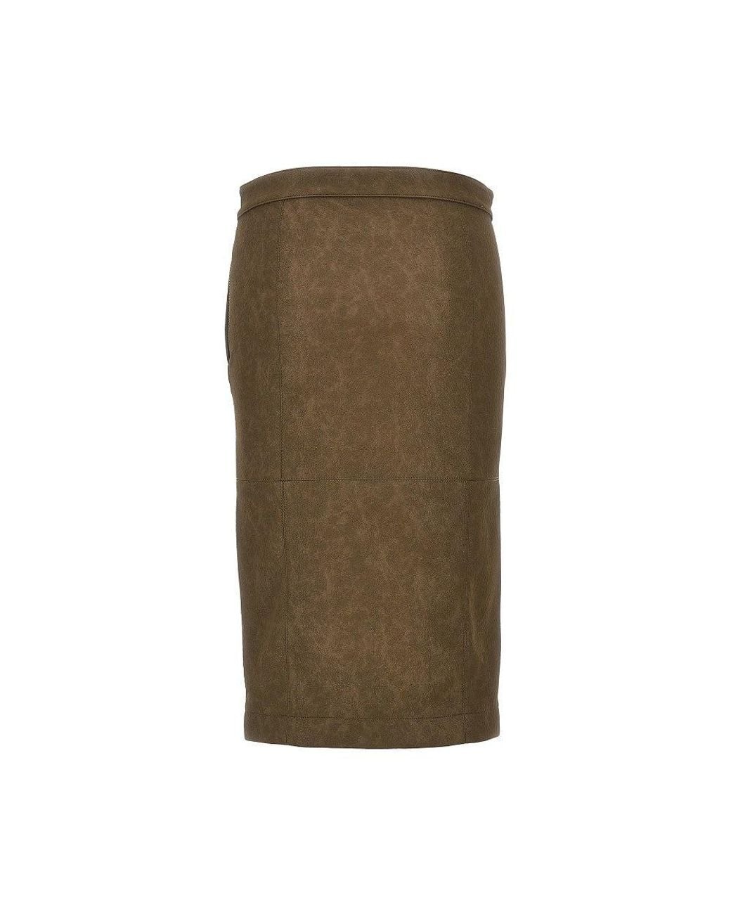 Pinko Green Faux Nubuck Leather Pencil Skirt