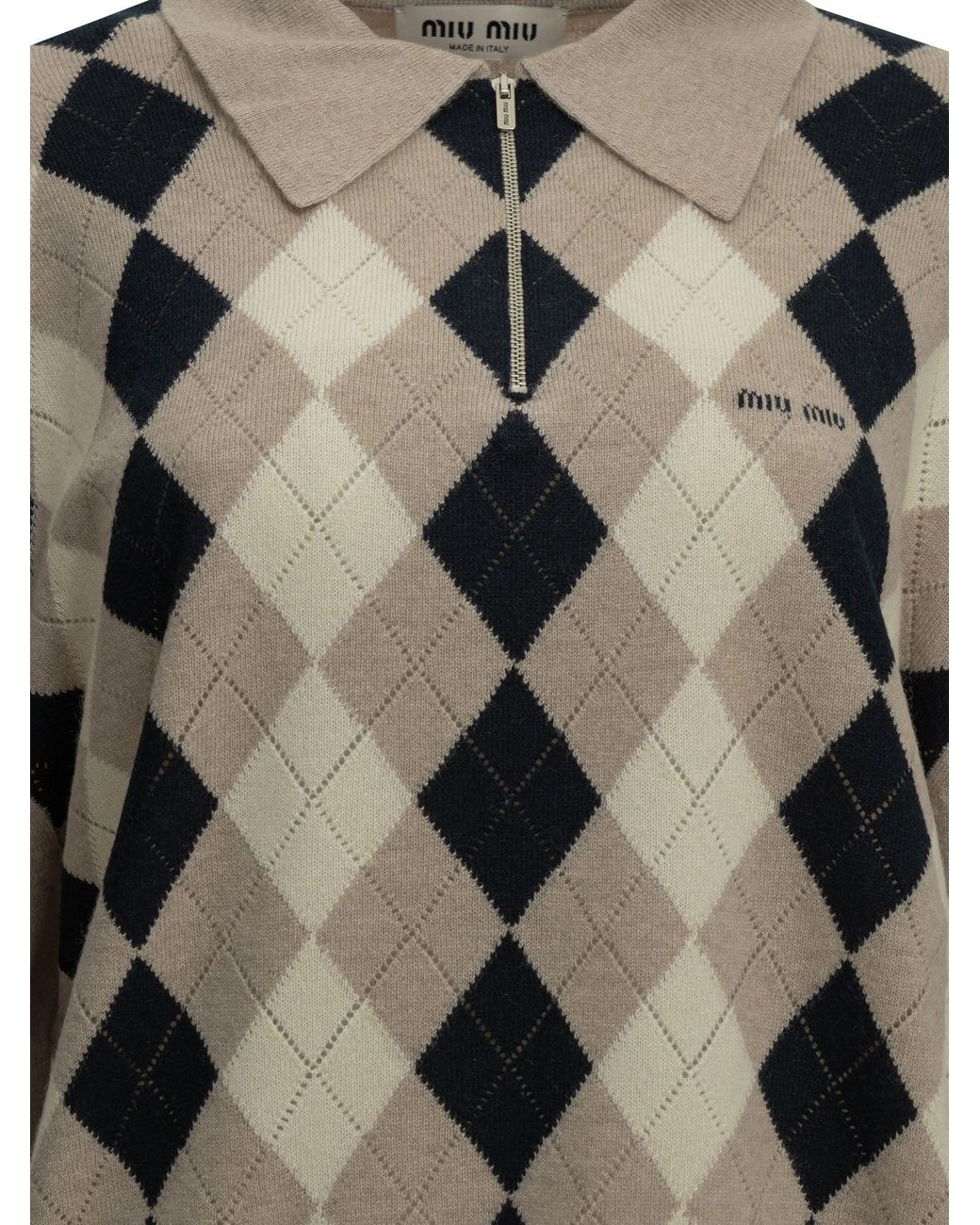Miu Miu Brown Cashmere Polo Sweater