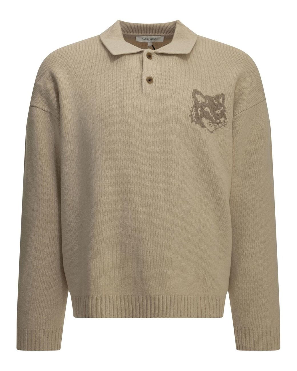 Maison Kitsuné Natural Fox Head Polo Sweater for men