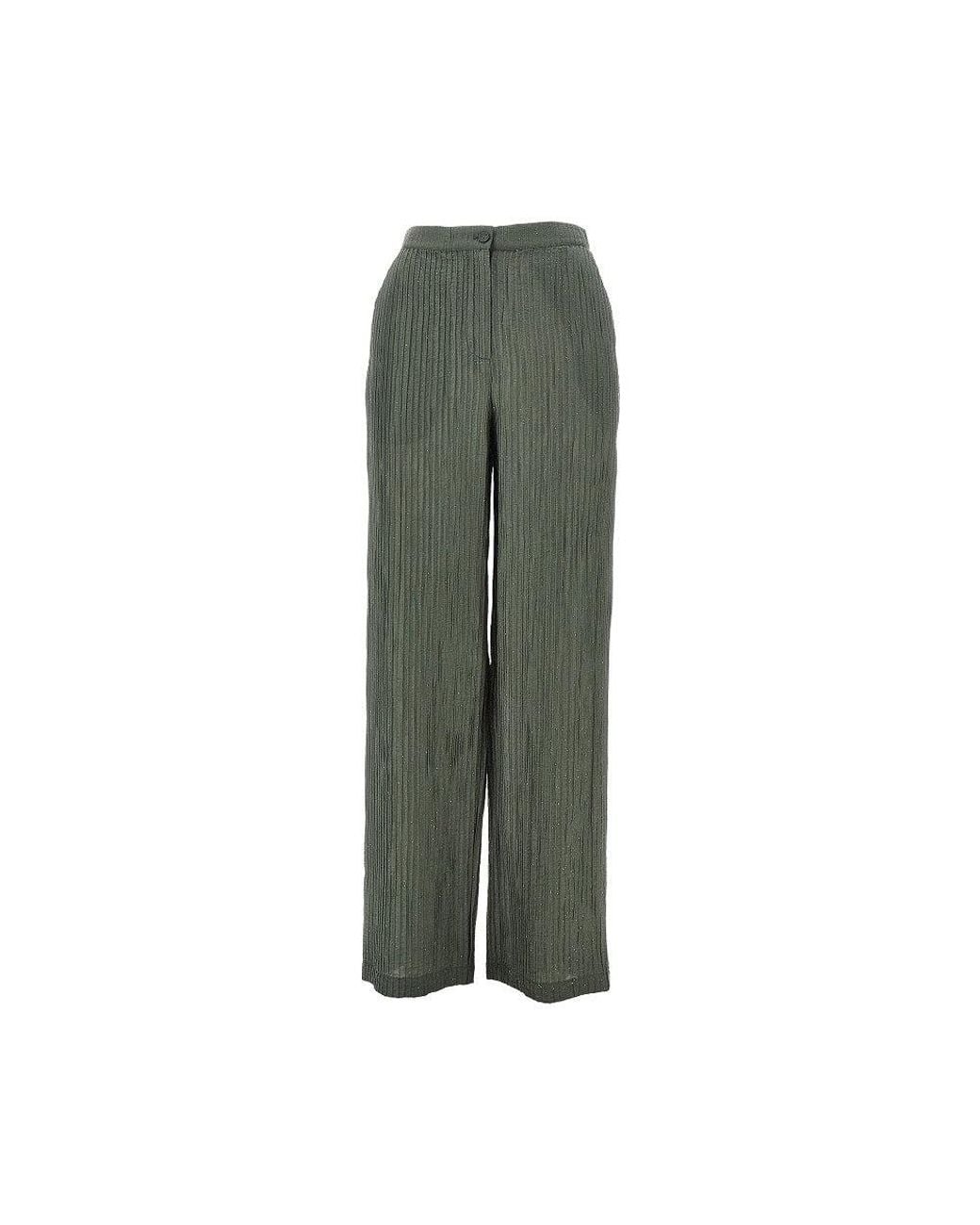 Emporio Armani Green Textured Lurex Taffetà Pants