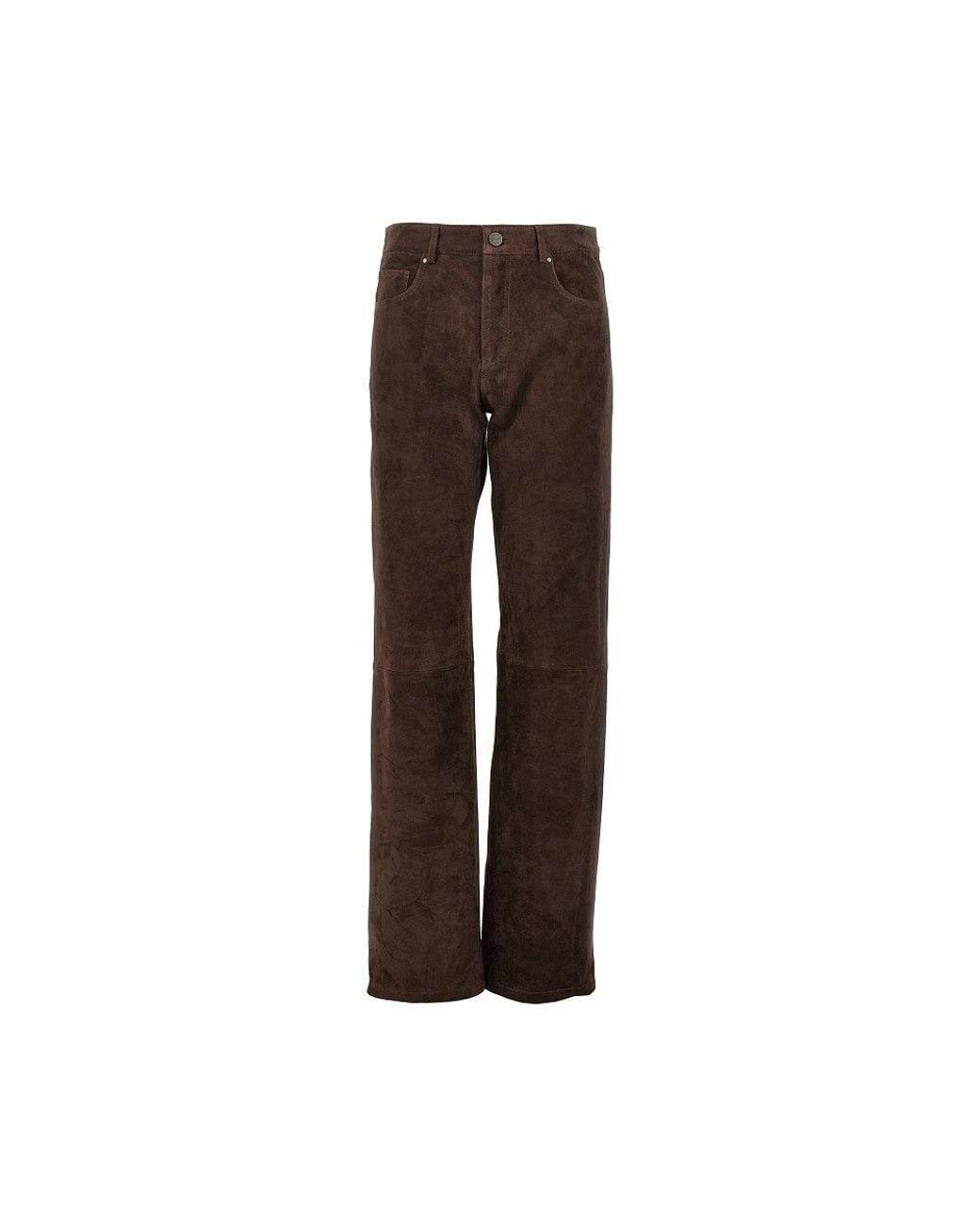 Arma Brown 'Jean' Suede Leather Pants