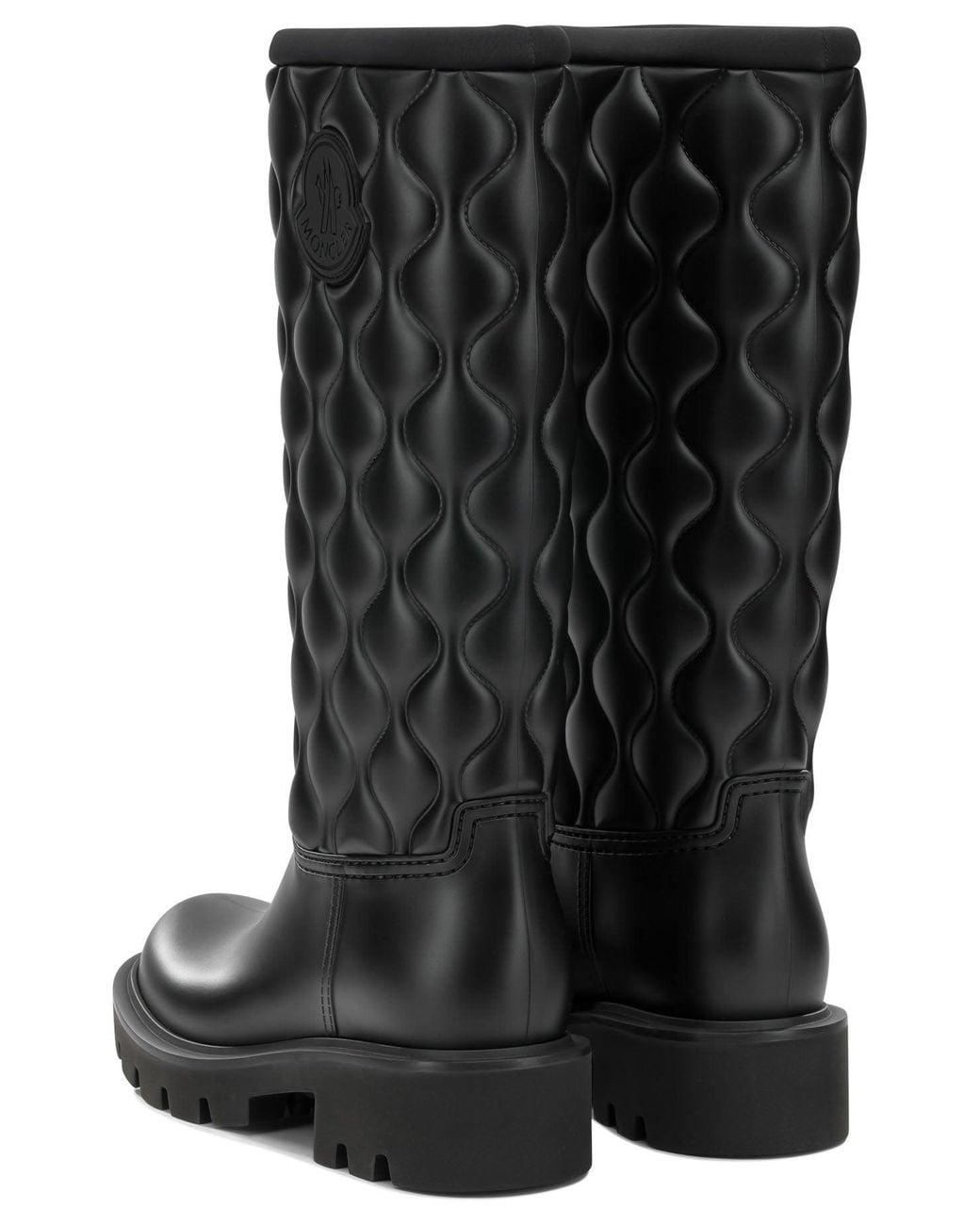 Moncler Black "Kickstream Quilt" Rain Boots