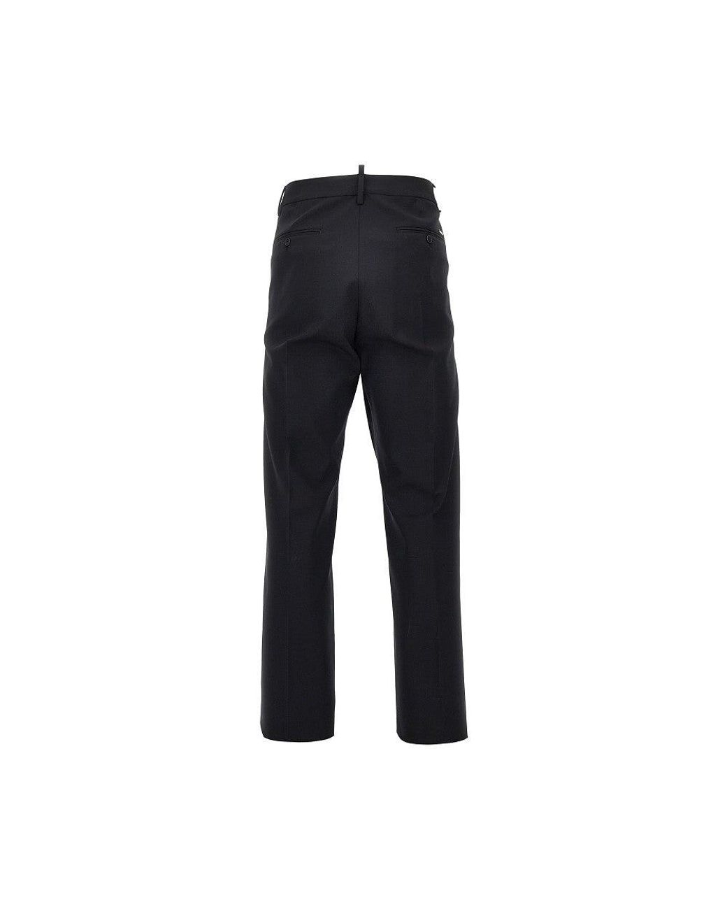 DSquared² Black Stretch Wool Tailored Pants for men
