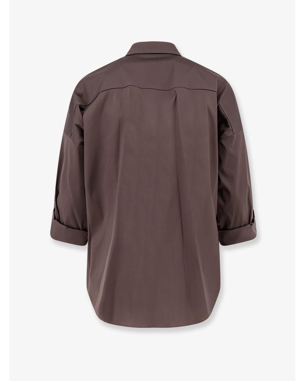 Brunello Cucinelli Brown Cotton Blend Shirt With Shiny Trim