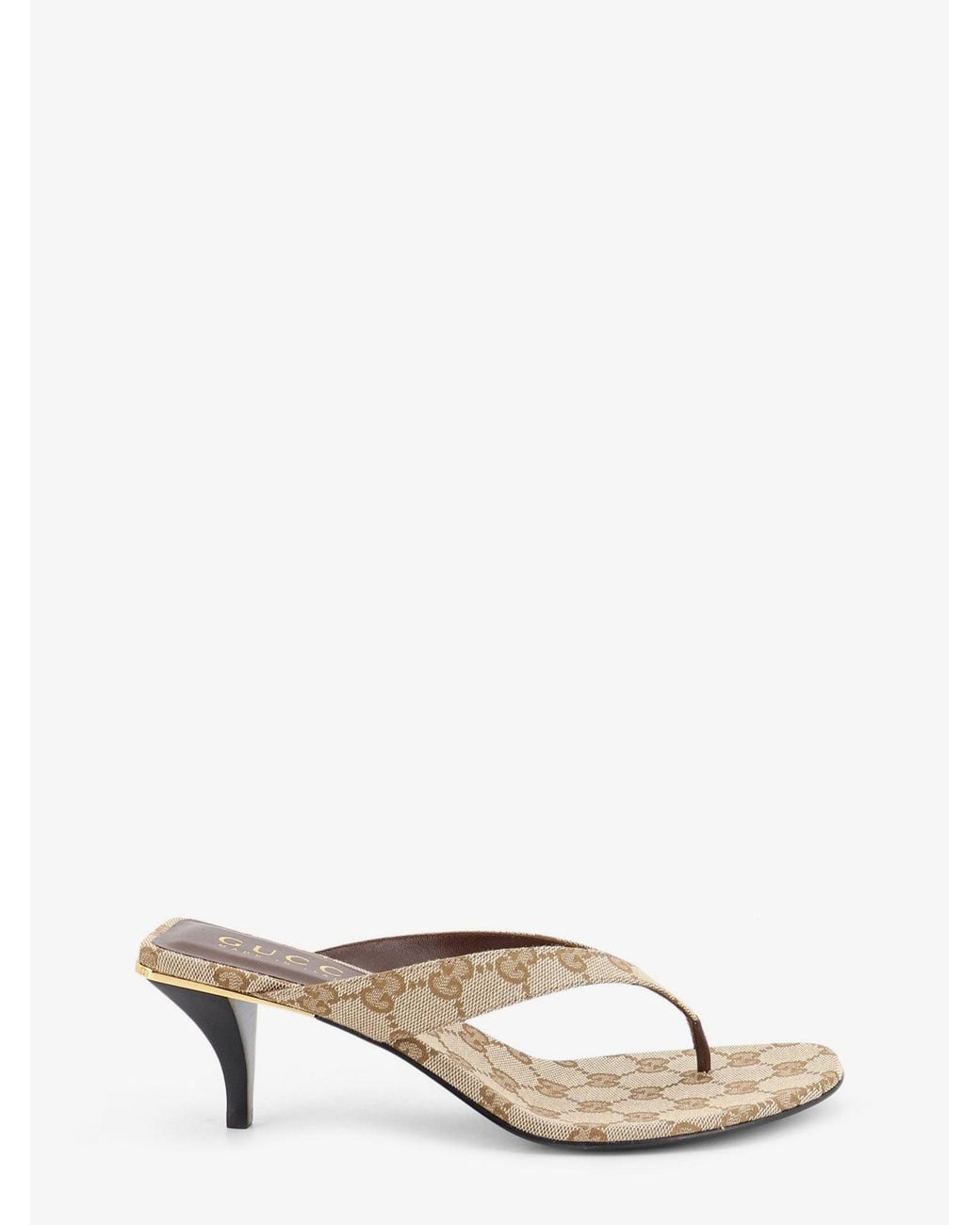 Gucci Natural Vittoria Gg Fabric Flip-Flops Sandals