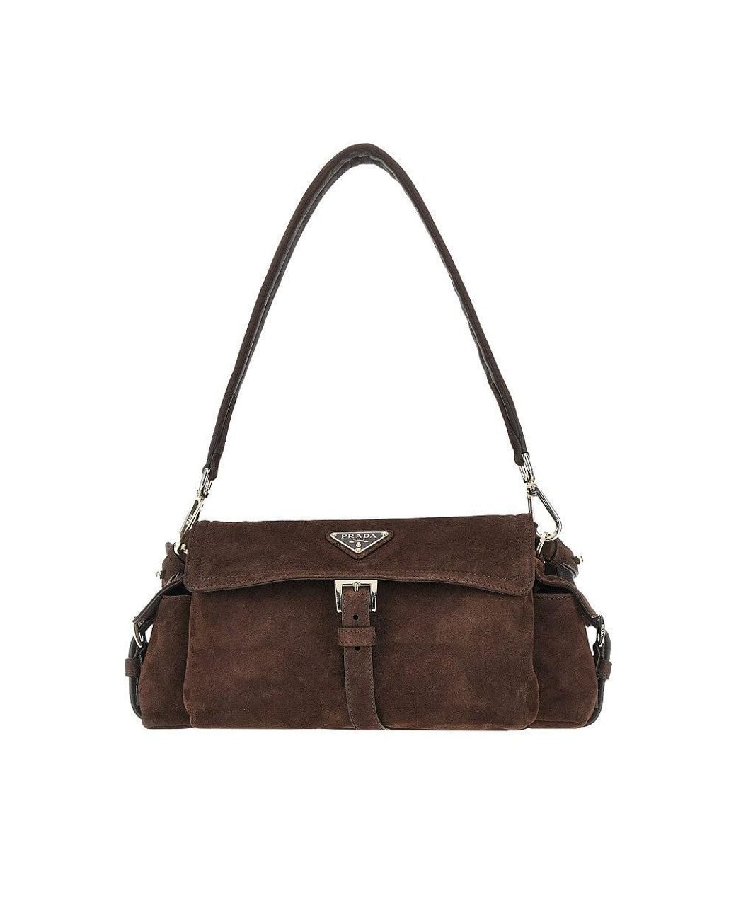 Prada Brown Suede Leather Medium Explore' Bag