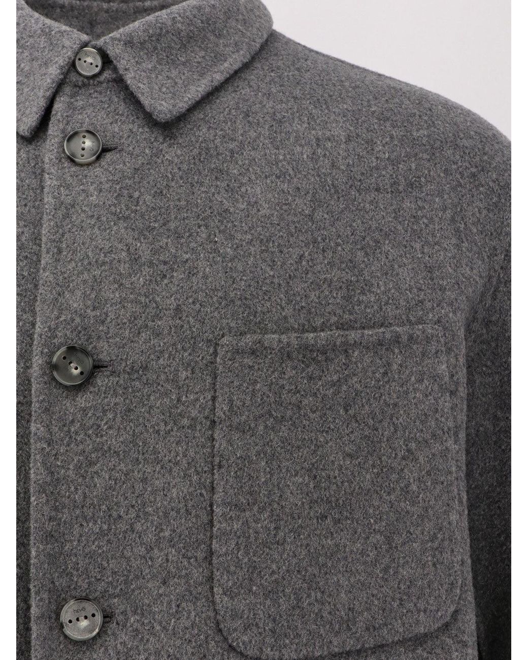 Hevò Gray Bari Wool Coat for men