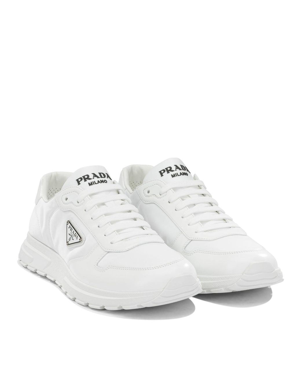 Prada White "Prax 01" Low Top Sneakers