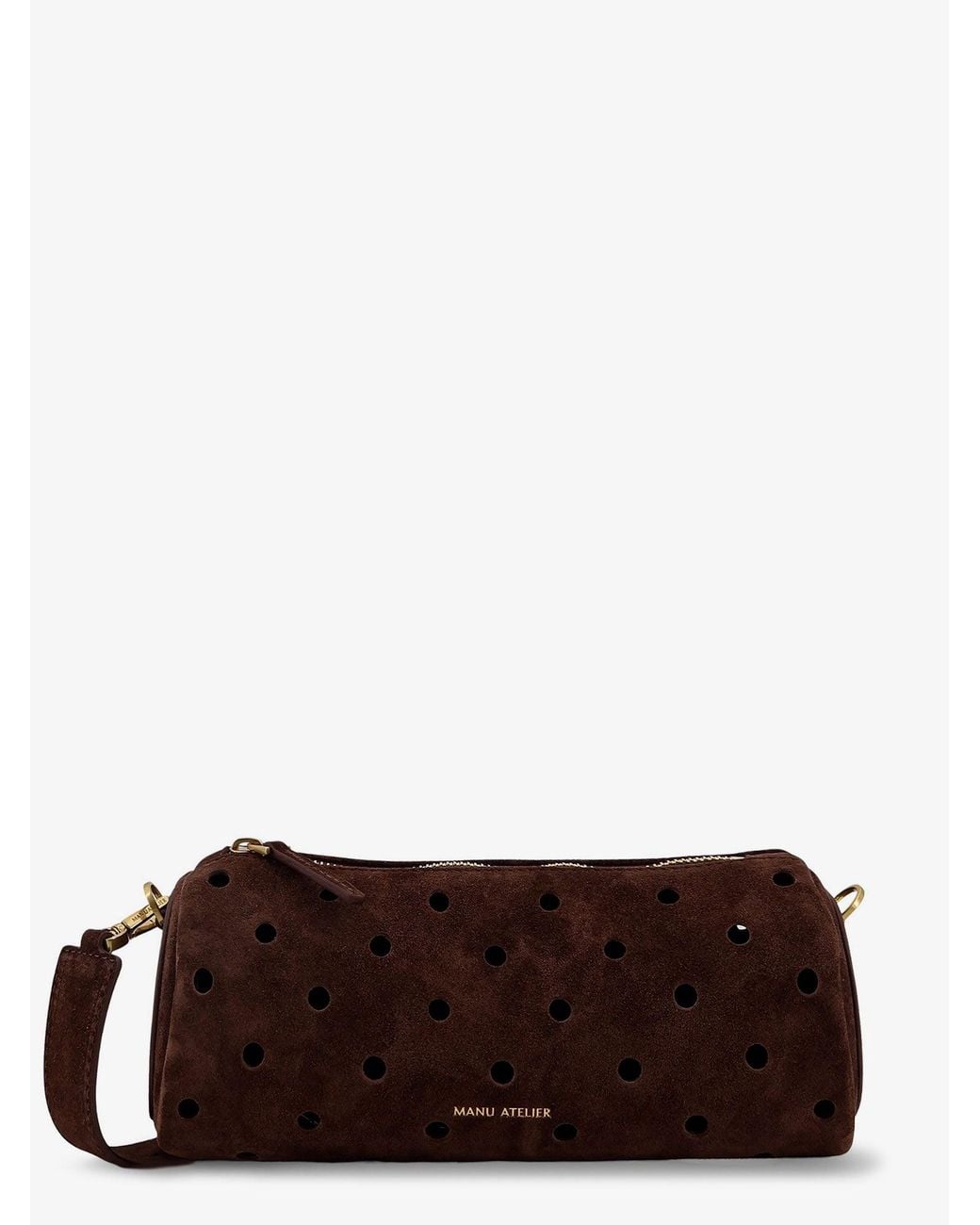 MANU Atelier Brown Mini Cylinder Suede Crossbody Bag