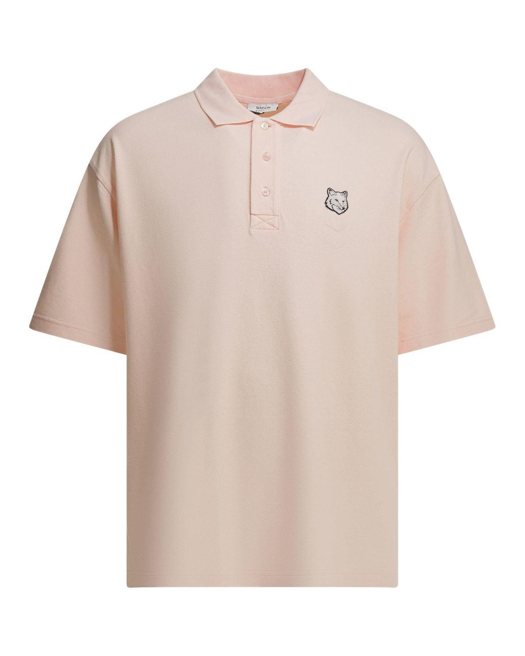 Maison Kitsuné White "Fox Head" Polo Shirt With Buttons for men
