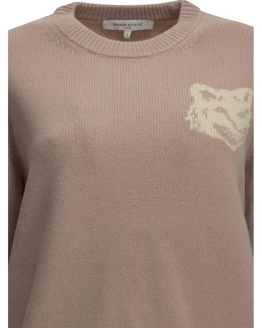 Maison Kitsuné Brown "Fox Head" Crew-Neck Sweater