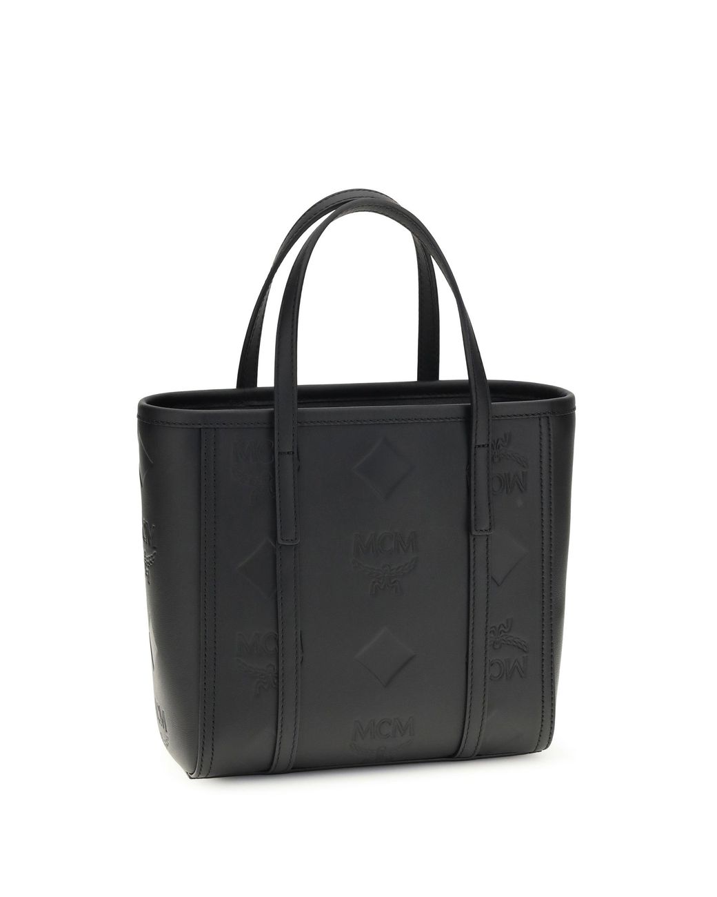 MCM Black Toni Small Tote Bag With Embossed Maxi Visetos Motif