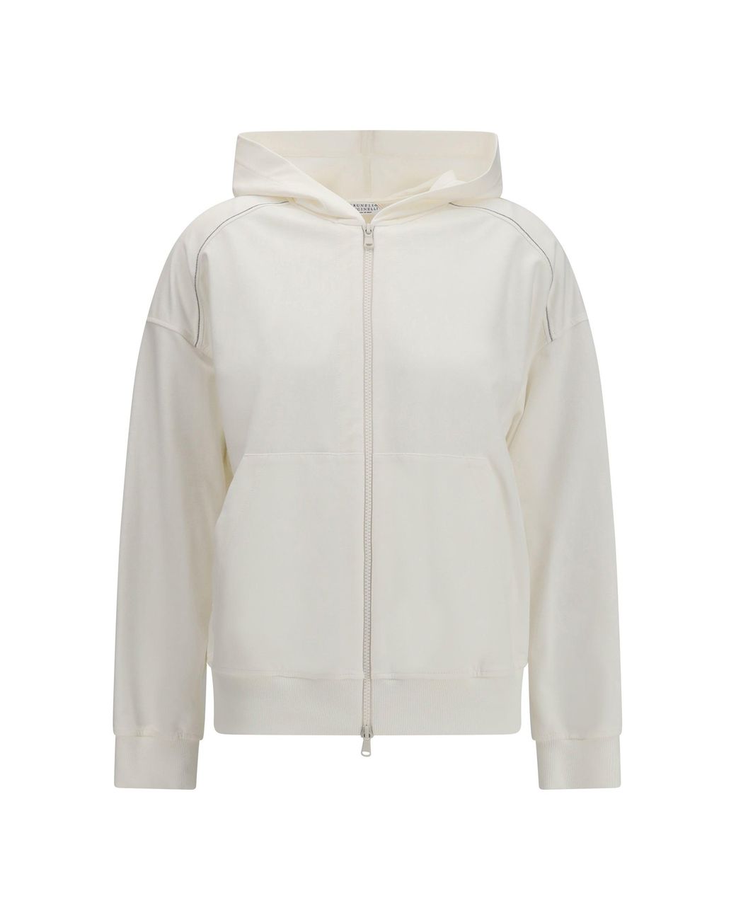 Brunello Cucinelli White Cotton Hoodie