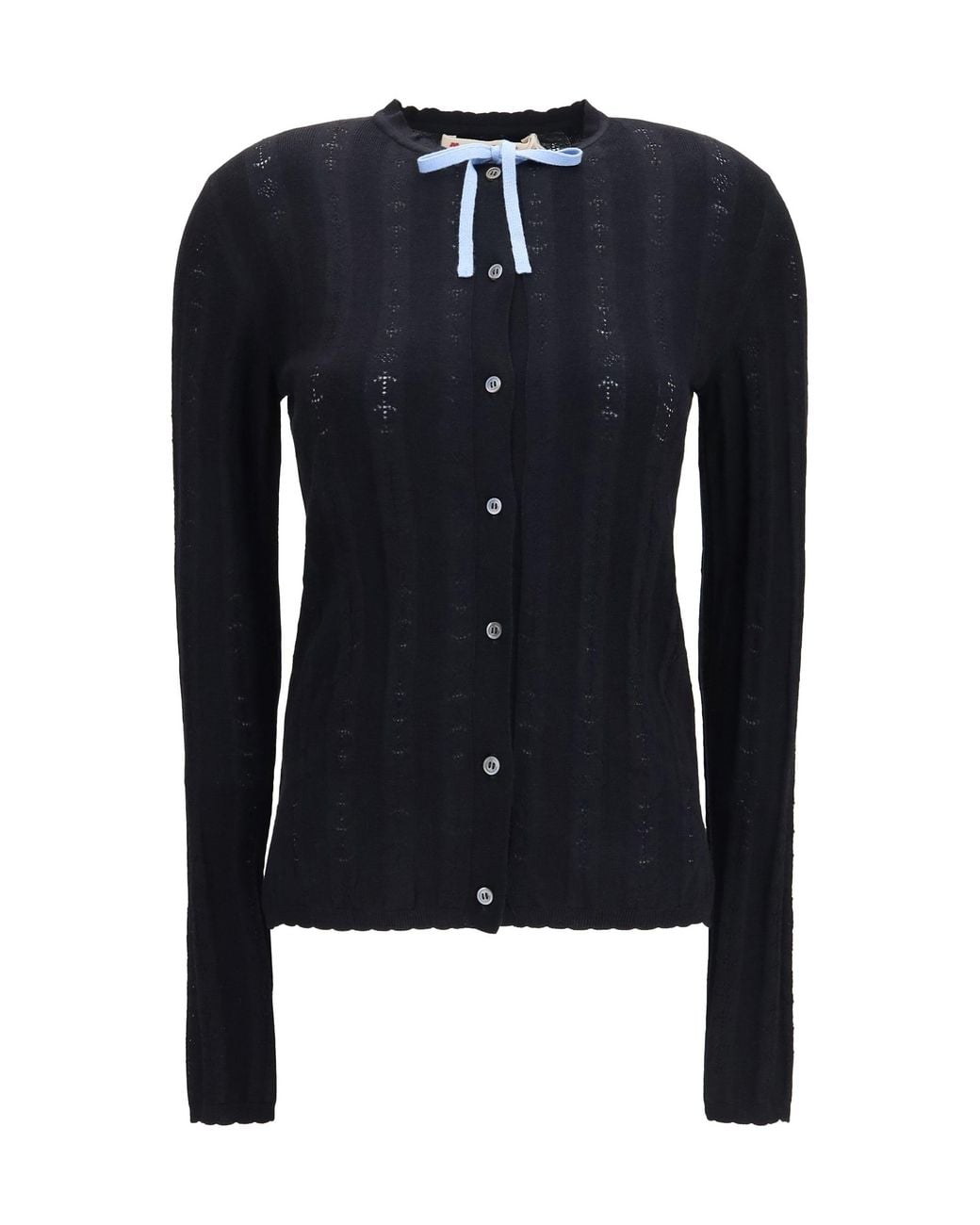 Marni Blue Wool And Silk Cardigan