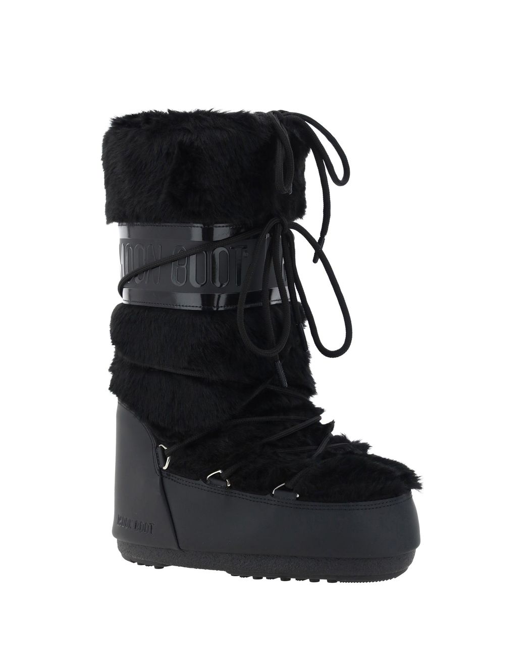 Moon Boot Black Icon Faux Fur Boots