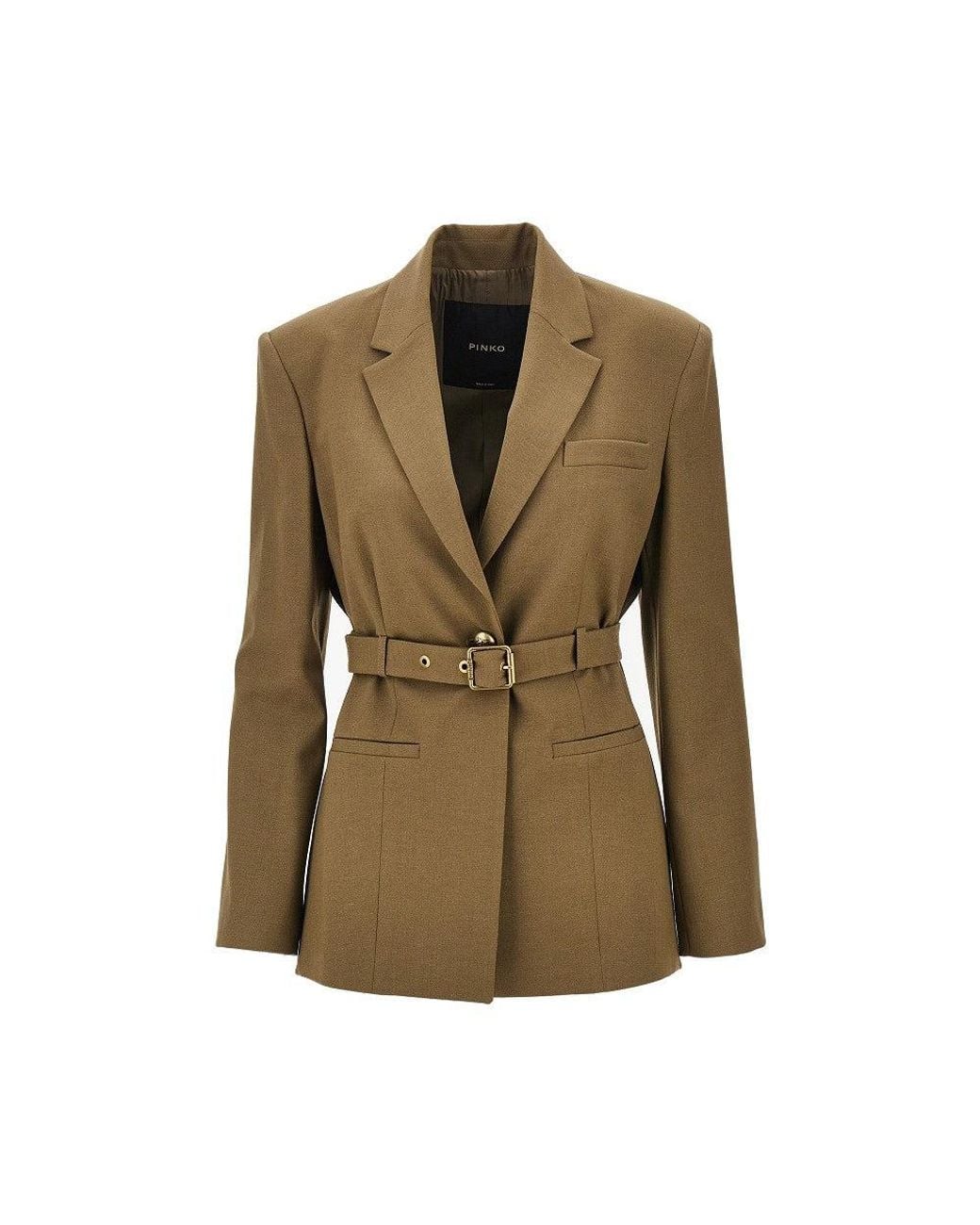 Pinko Green Gabardine Jacket With Belt