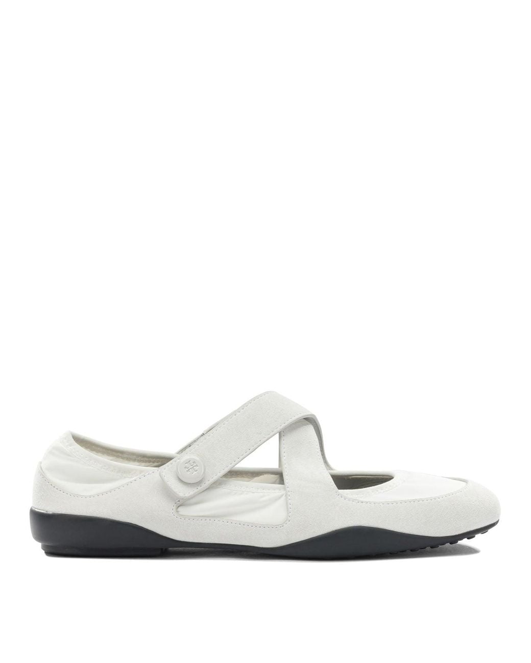 Tory Burch White Bovine Suede Ballerinas