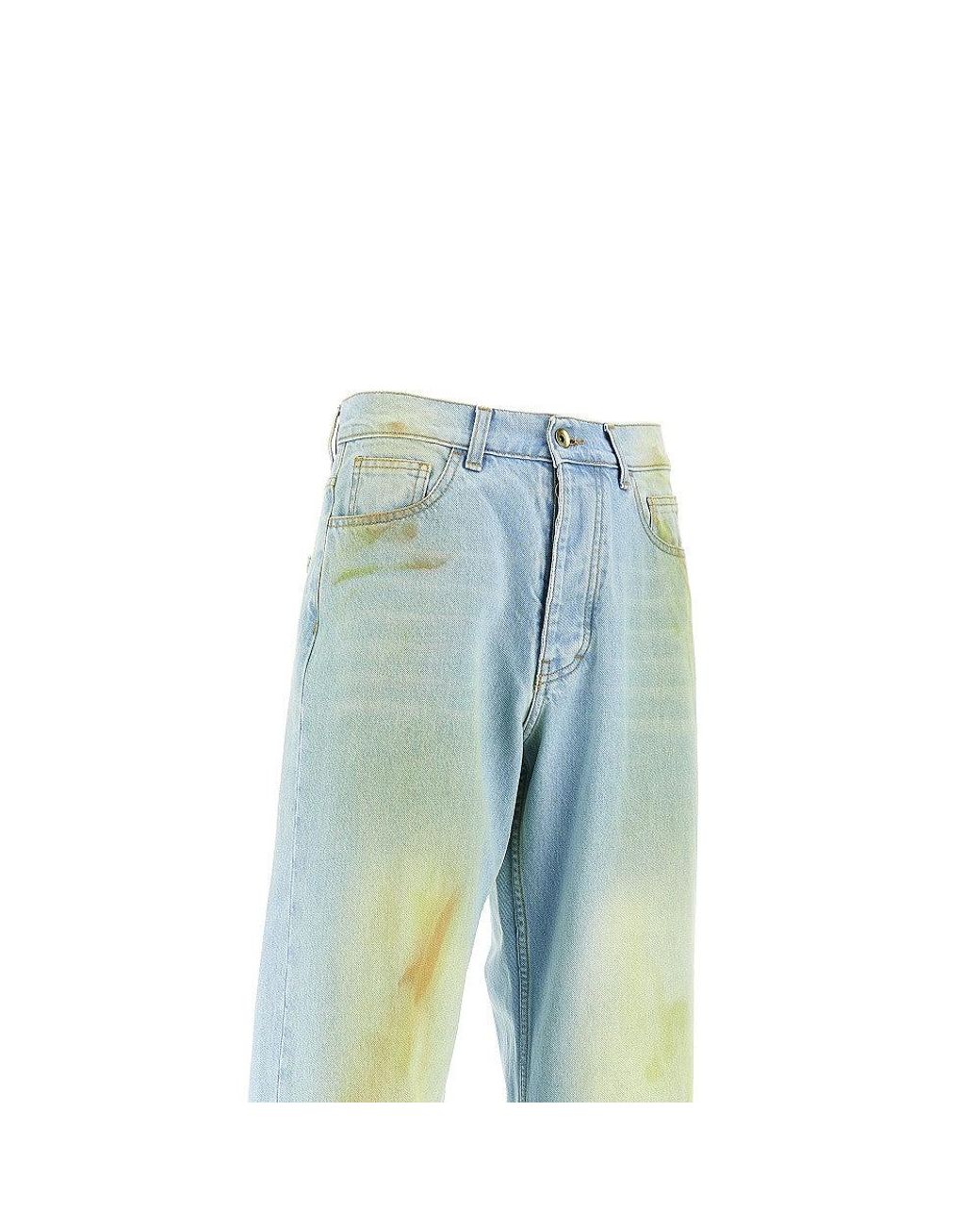 C.9.3 Blue Stained Effect Relaxed Fit Jeans for men