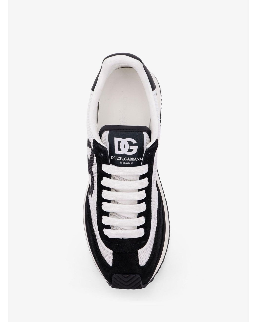 Dolce & Gabbana White Low-Top Mesh Sneakers With Suede Inserts for men