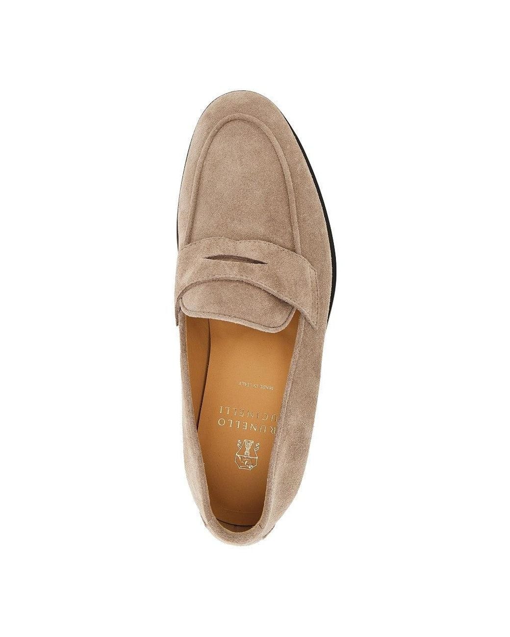 Brunello Cucinelli Natural Suede Leather Penny Loafers for men