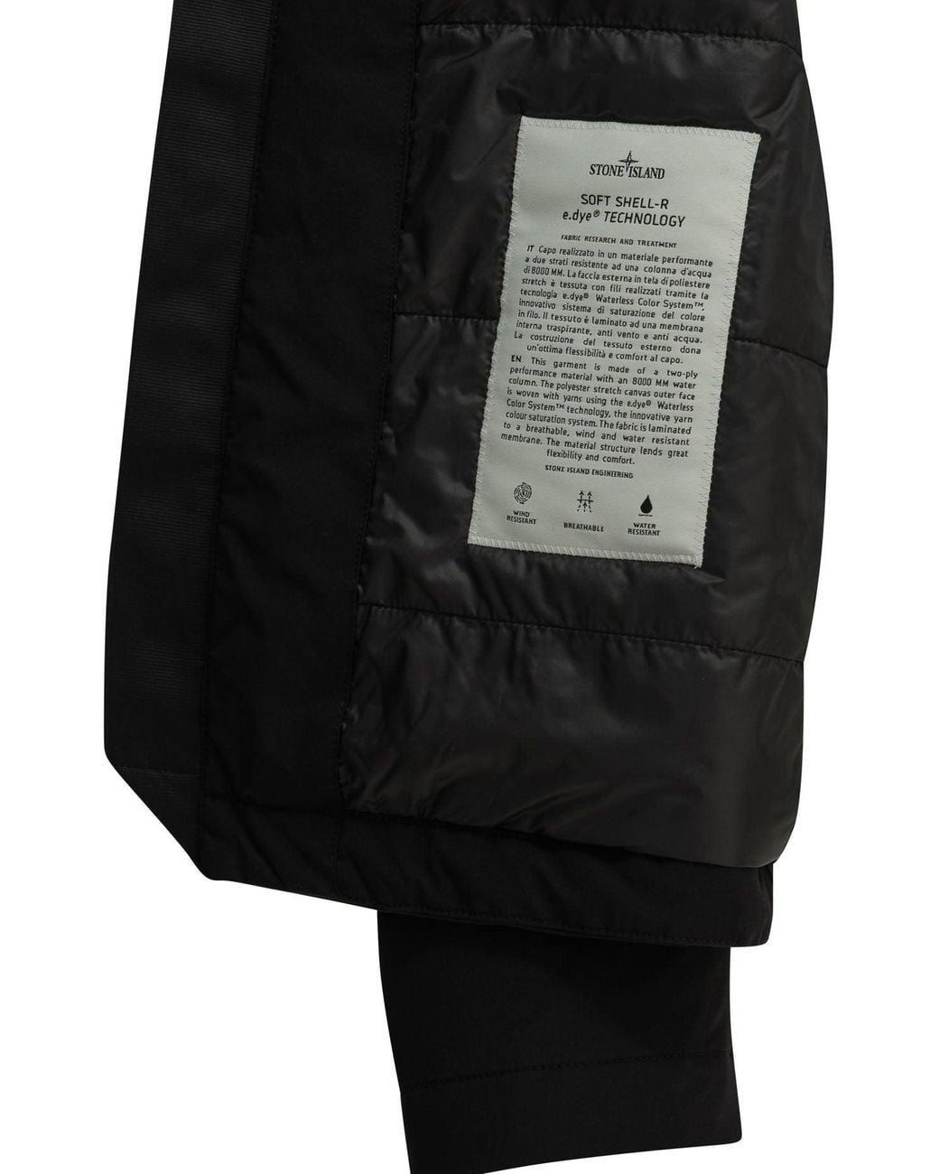 Stone Island Black "Soft Shell" Padded Jacket for men