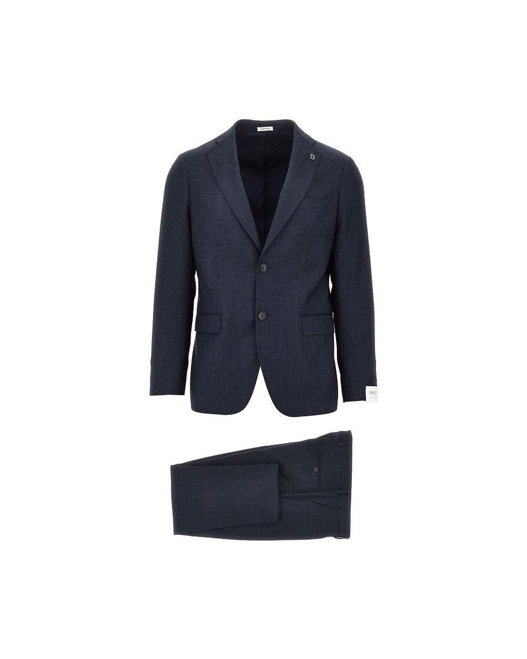 BRERAS Milano Blue Single-Breasted Wool Tailored Suit for men