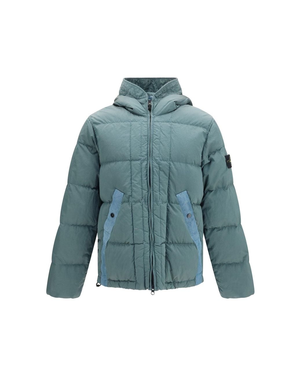 Stone Island Blue Nylon Metal Hooded Puffer Jacket for men