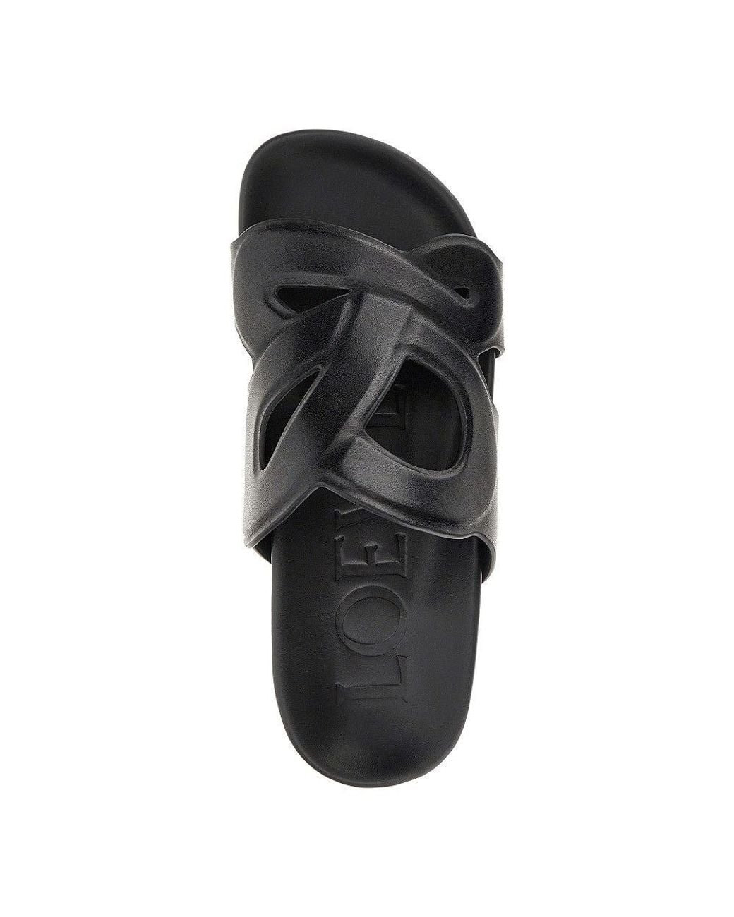 Loewe Black 'Ease Monogram' Leather Slides for men