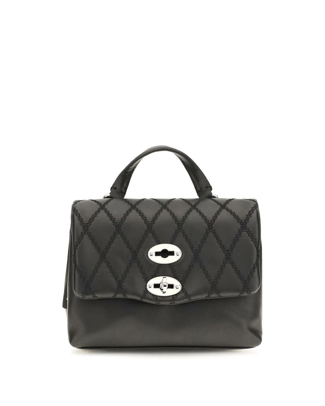 Zanellato Black Mini Postina Tramè Leather Top Handle Bag