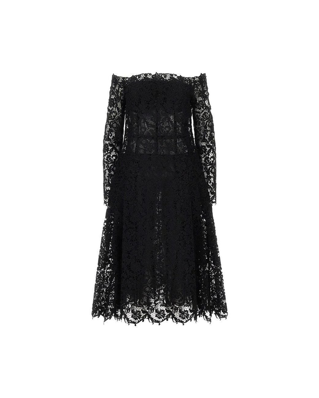 Fendi Black Macramè Lace Midi Dress