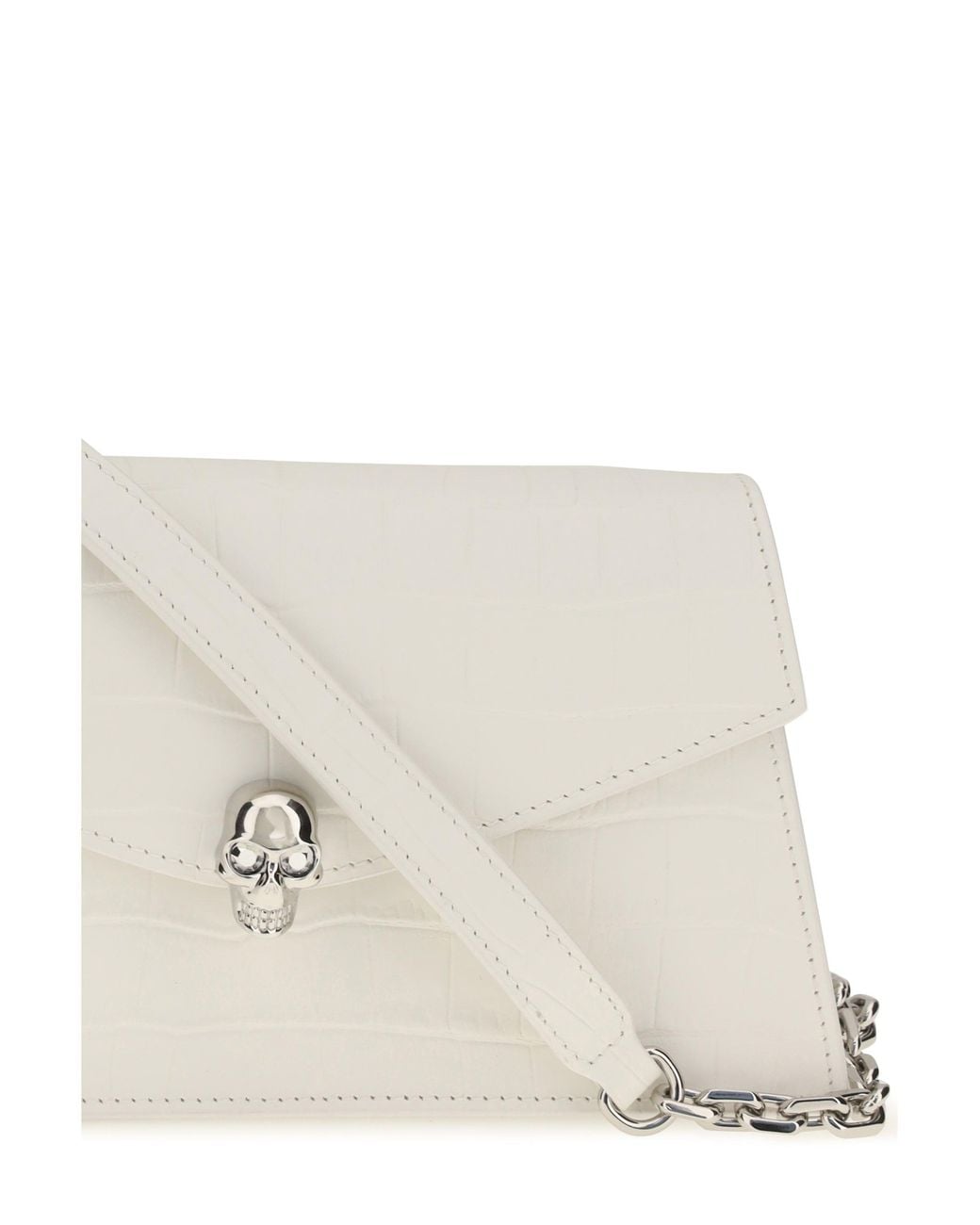 McQueen White Mini Skull Clutch