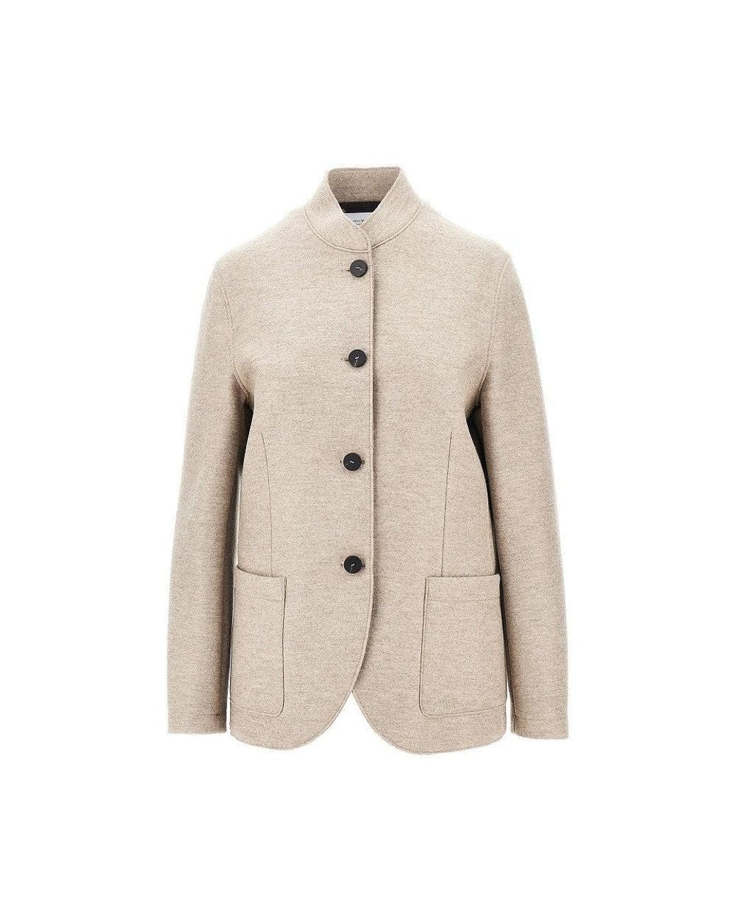 Harris Wharf London Natural Pressed Wool Nehru Jacket