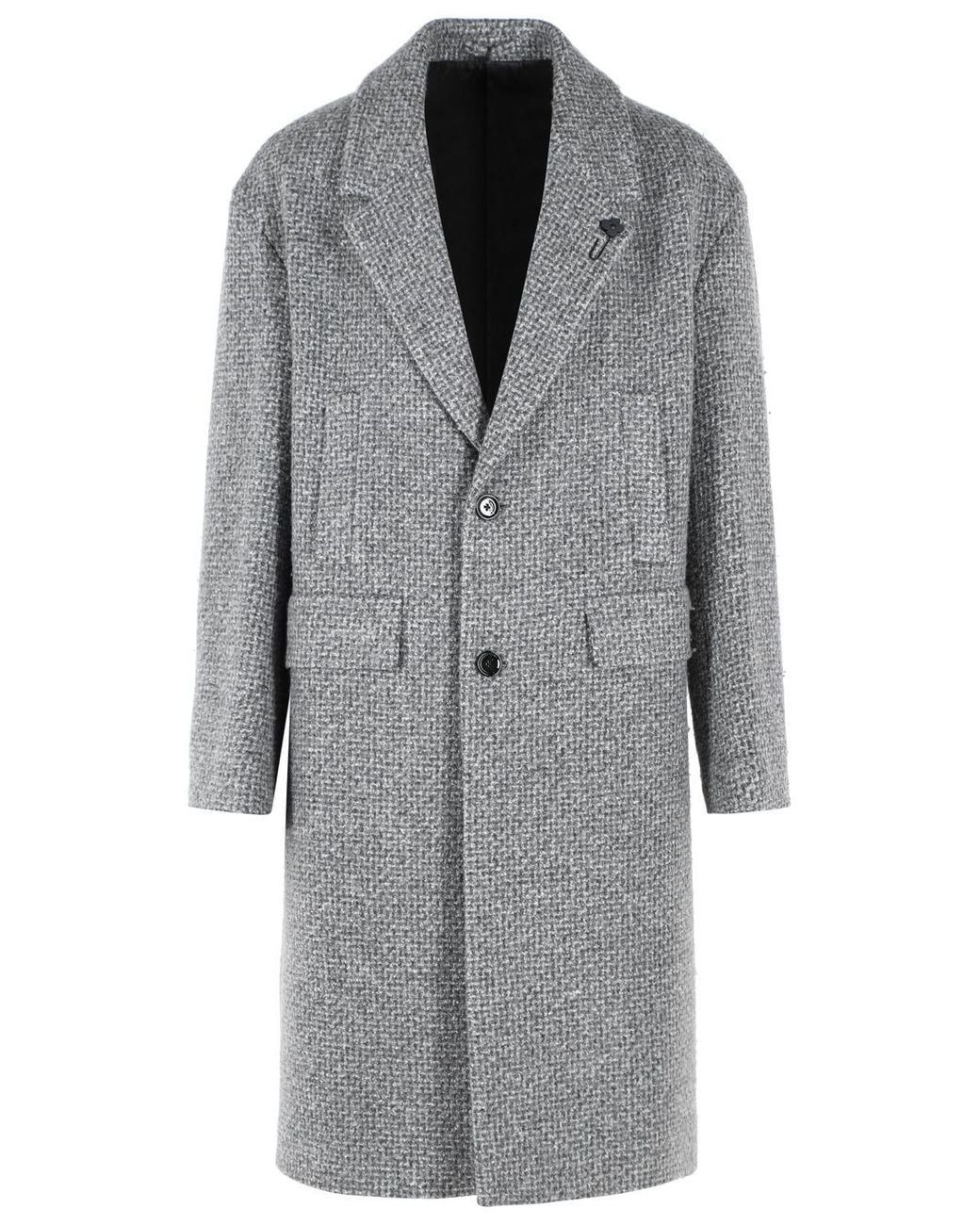 Lardini Gray Virgin Wool Blend Coat for men