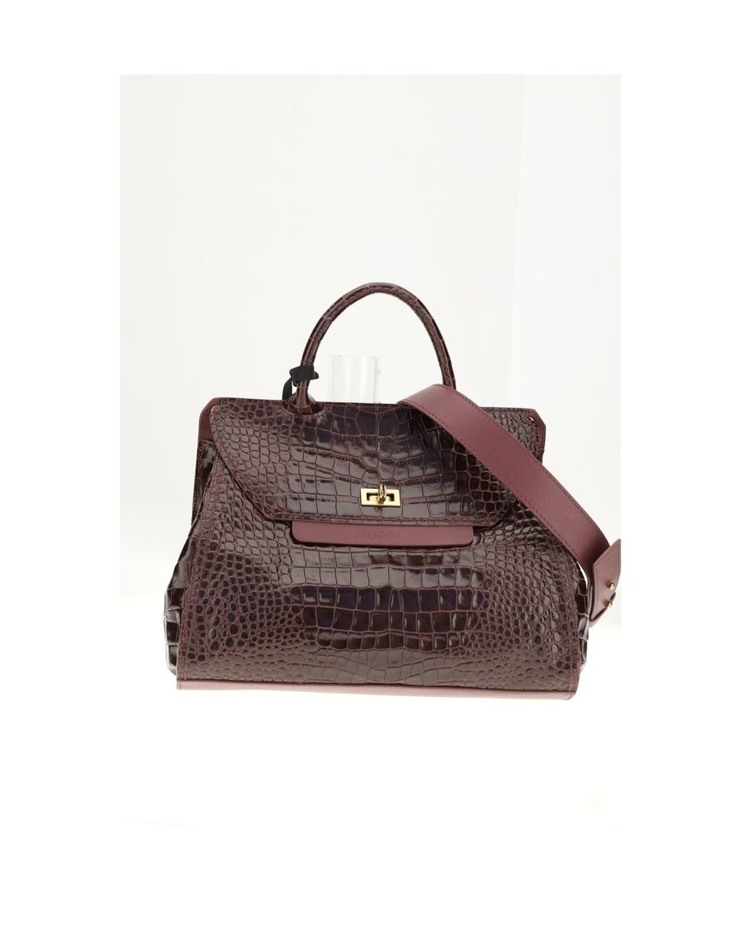 VISONA Brown Bengala Shoulder Bag Bordeaux