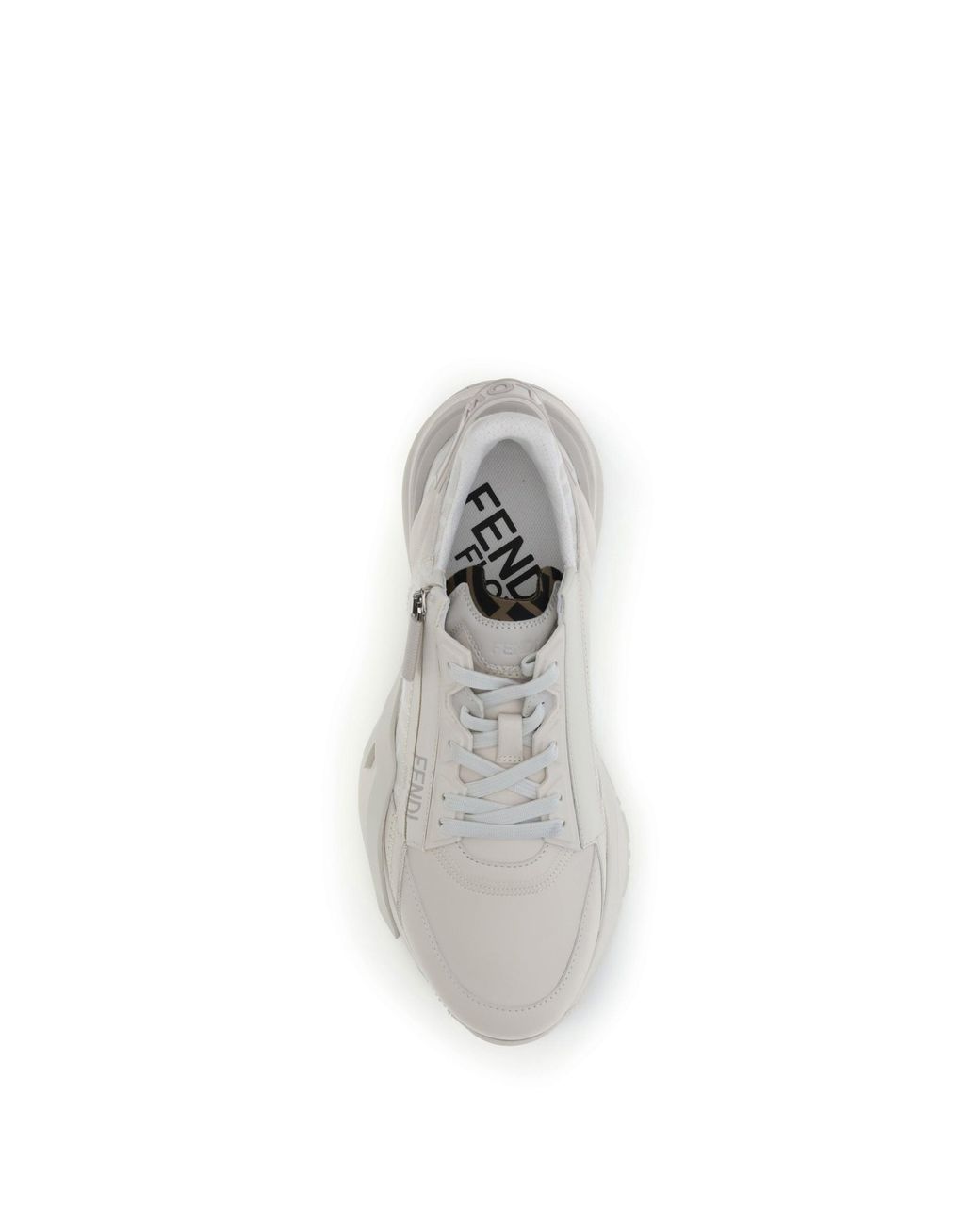 Fendi White Calf Leather Bos Taurus Athletic Sneakers