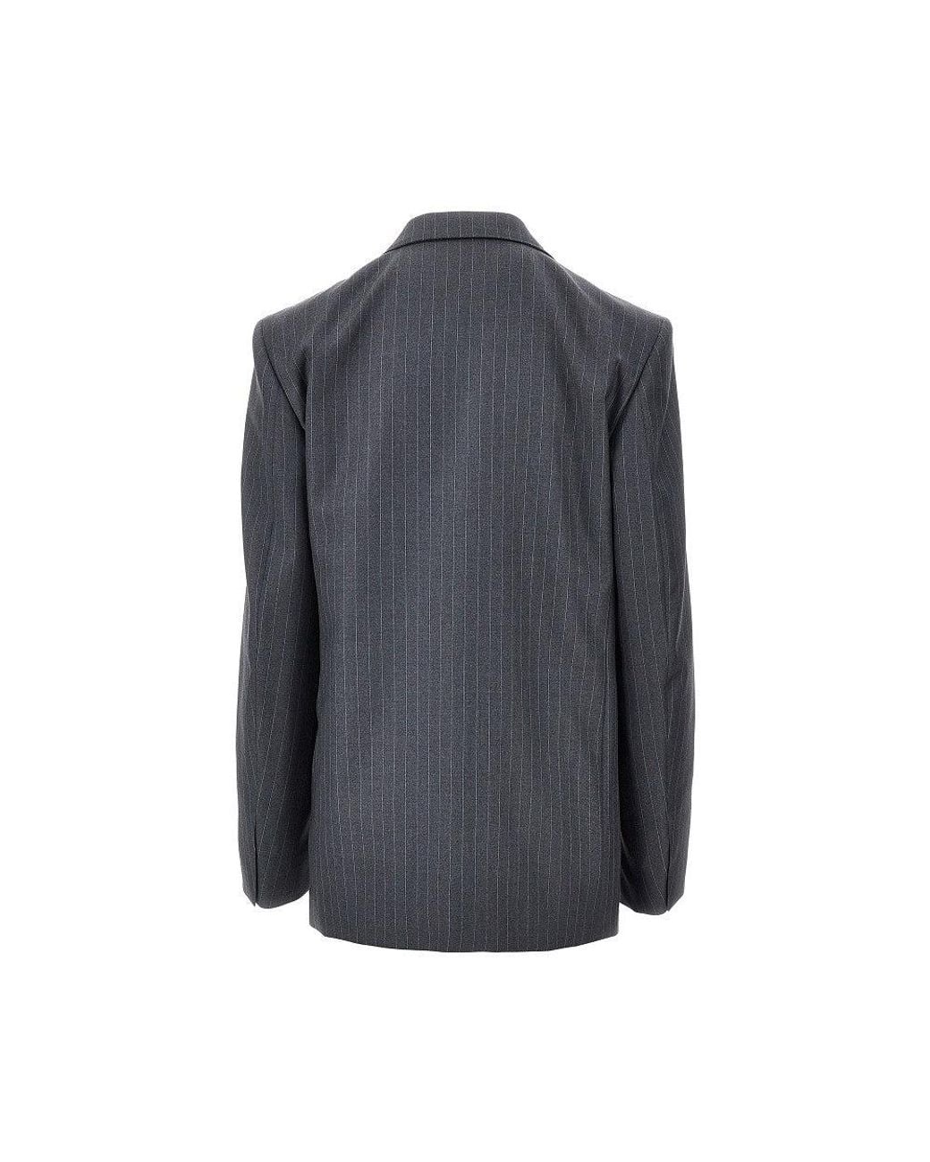 Gucci Blue Pinstriped Wool Oversized Jacket