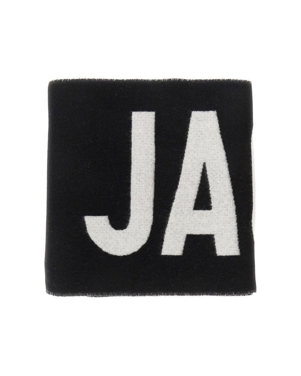 World Class Fashion Black Jacquemus Jacquard Logo Wool Scarf for men