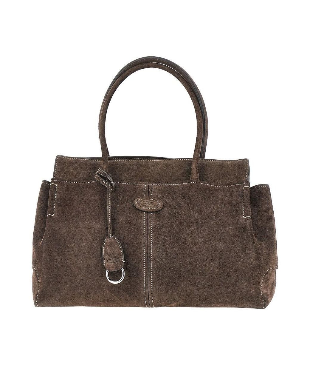 Tod's Brown Suede Leather Medium Shopping Bag