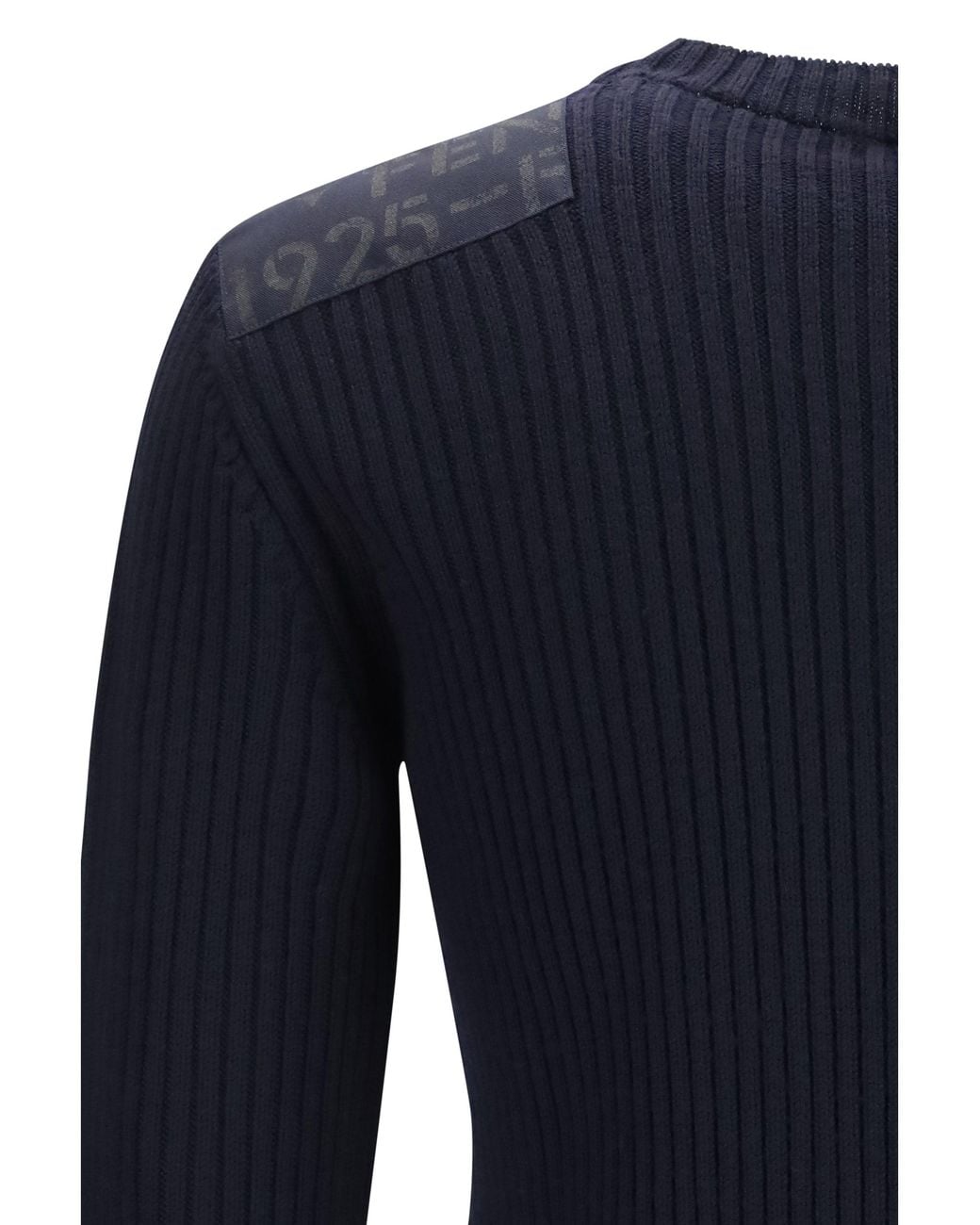 Fendi Blue Ribbed Wool Sweater for men