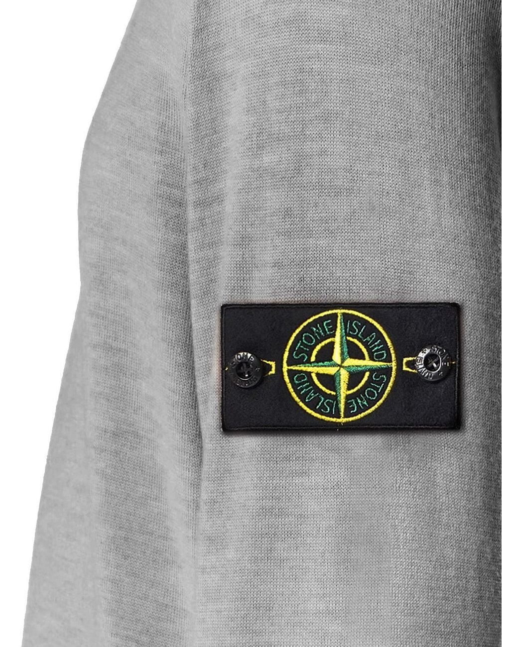Stone Island Gray Wool Sweater With Side Logo Patch for men