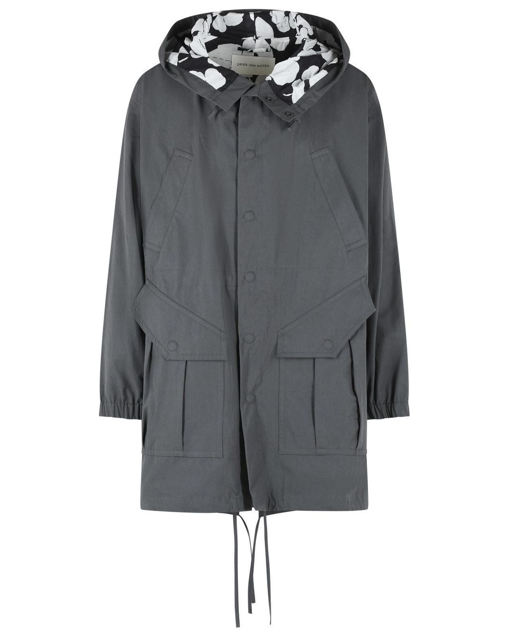 Dries Van Noten Gray 'Voxer' Cotton Parka for men