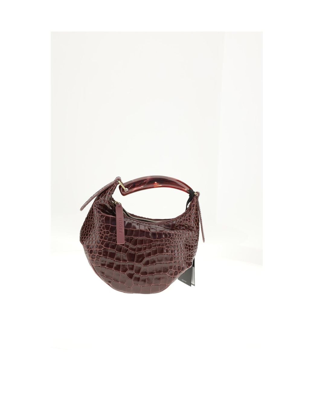 VISONA White Bengala Shoulder Bag Bordeaux