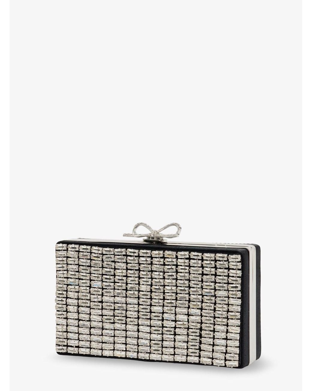 Self-Portrait Metallic Crystal Clutch Bag